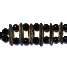 Acacia Rainforest Seed and Black Crystal Bracelet - Natural Artist