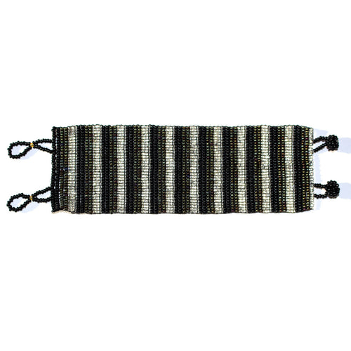 Fancy Mayan Beaded Bracelet - Stripey - Natural Artist