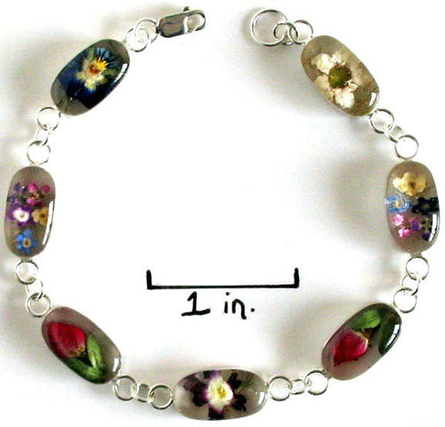 Real Flower Sterling Silver Bracelet - Heather - Natural Artist