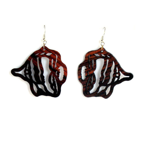 Rosewood Earrings - Angel Fish - Natural Artist