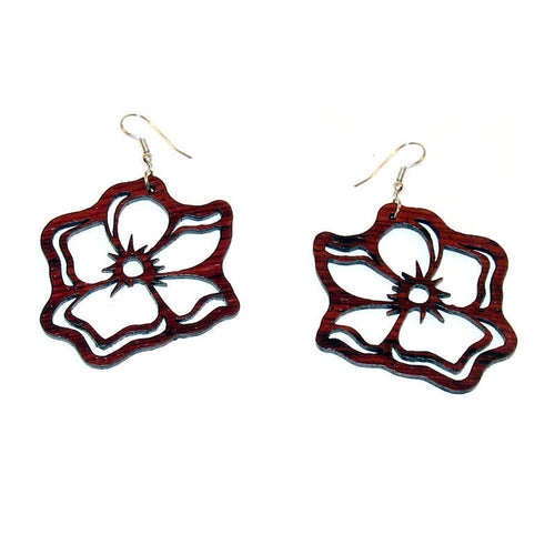 Rosewood Earrings - Hibiscus - Natural Artist