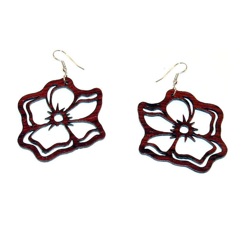 Rosewood Earrings - Hibiscus - Natural Artist