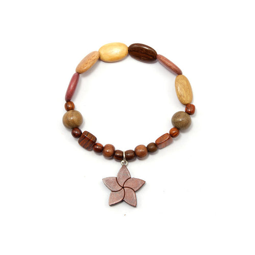 Wood Bracelet - Star Flower - Natural Artist